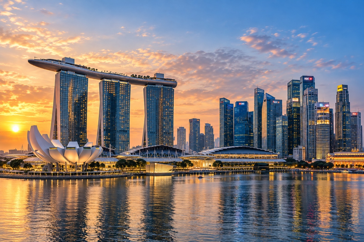 Singapore skyline at sunset